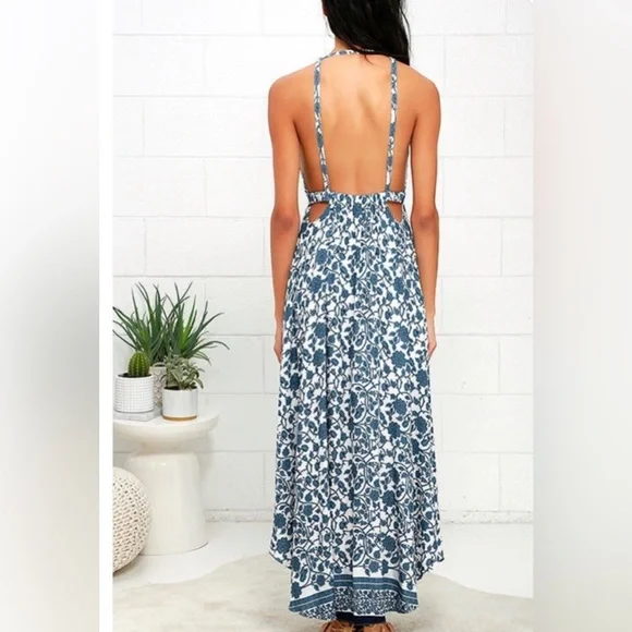 Aakaa Blue and White Striped Maxi Dress - Picture 2 of 9